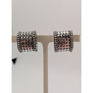 John Hardy Earrings Sterling Silver Dot Design Clip-on Rectangle Shape